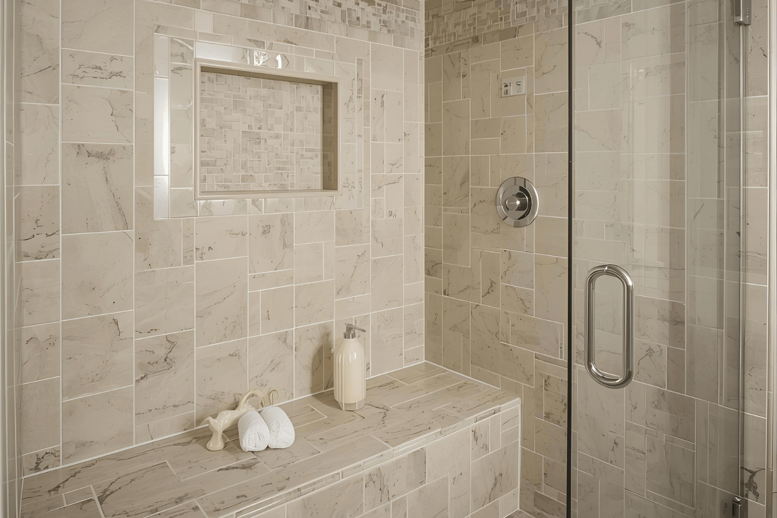 Custom Shower with Bench and Niche